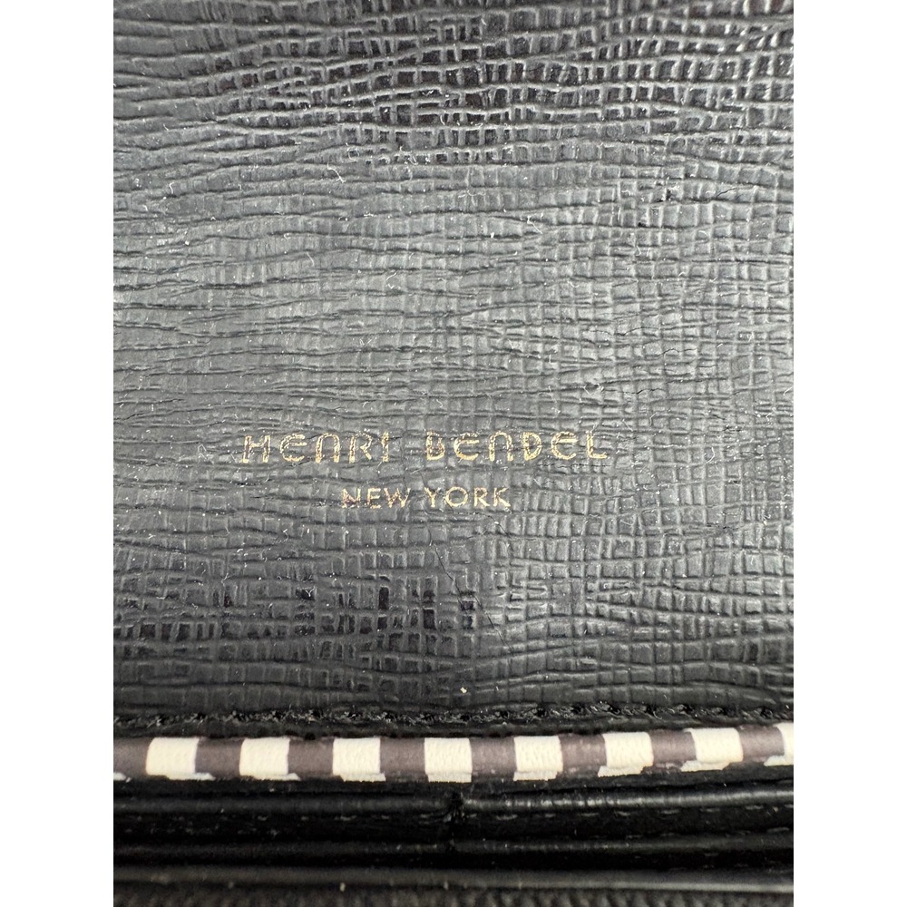 Henri Bendel Black Saffiano Leather Chain Crossbody Bag Gold Hardware Dust Bag - Picture 7 of 8
